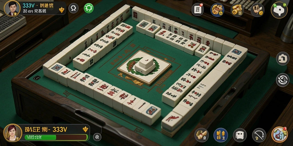 Tampilan screenshot utama 333V menunjukkan gameplay seru Mahjong.