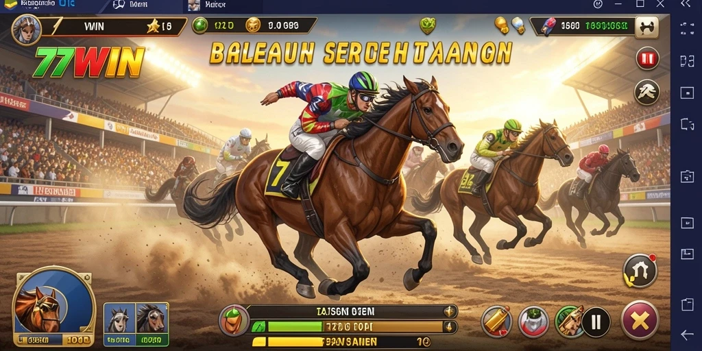 Screenshot gameplay 77WIN yang menunjukkan aksi balapan seru.