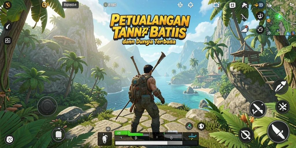 Screenshot gameplay Open World 8180 yang menampilkan eksplorasi dunia luas.