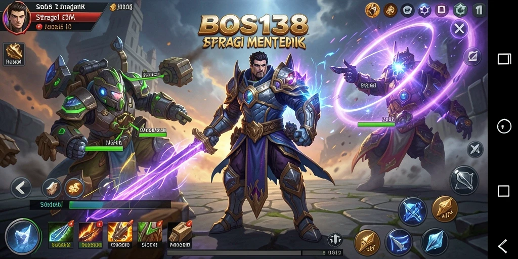 Screenshot permainan BOS138 menunjukkan aksi strategi yang intens.