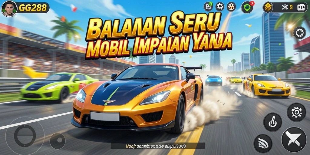 Gameplay seru GG288 dengan mobil-mobil balap terbaik.