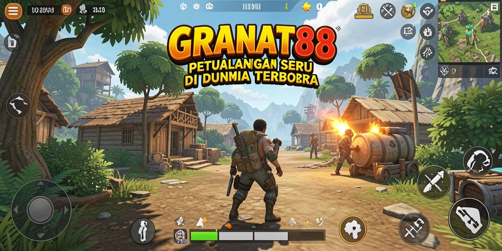 Screenshot menampilkan pemain menjelajahi dunia terbuka GRANAT88.