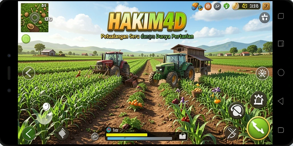 Tangkapan layar HAKIM4D menampilkan pengalaman gameplay pertanian yang menyenangkan.