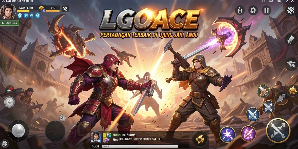 Screenshot LGOACE menampilkan aksi pertarungan yang intens dan karakter yang berwarna-warni.