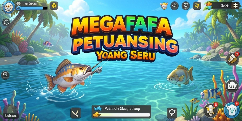 Tampilan gameplay MEGAFAFA yang menarik dengan suasana memancing yang memukau.