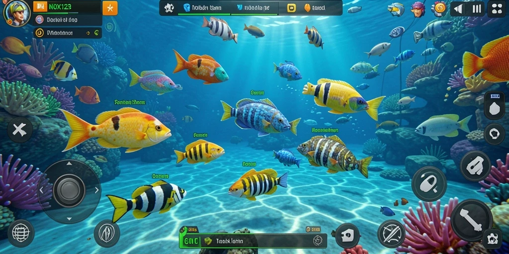 Tampilan gameplay NOX123 yang seru dan menegangkan saat menembak ikan.