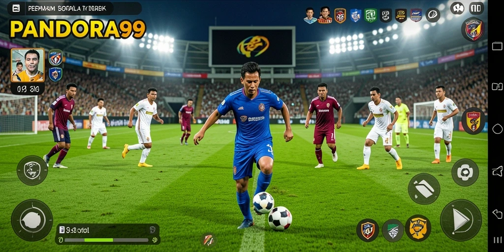 Tampilan gameplay PANDORA99 yang mendebarkan di lapangan sepak bola.