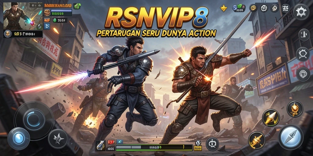 Tangkapan layar dari gameplay seru RSNVIP8 yang menunjukkan aksi pertarungan intens.