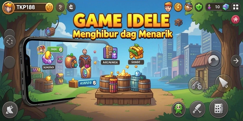 Screenshot gameplay TKP188 dengan karakter keren dalam mode Idle.